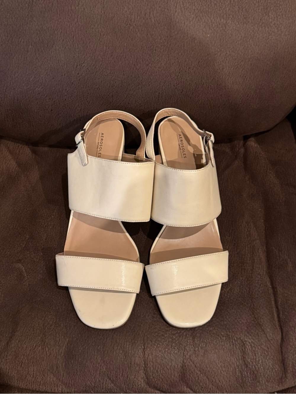 Aerosoles Women's Cream Two-Band Slingback Sandals size 11